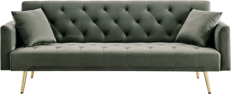 Kihúzható kanapé, sötétzöld/gold króm-arany, ALISIA