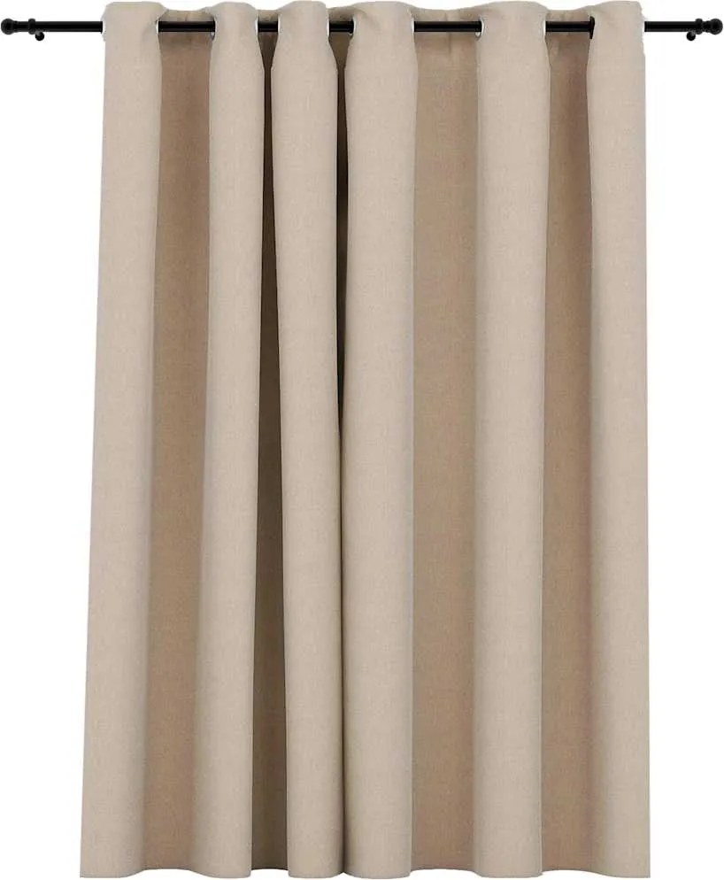 vidaXL bézs vászonhatású sötétítőfüggöny fűzőkarikával 290 x 245 cm