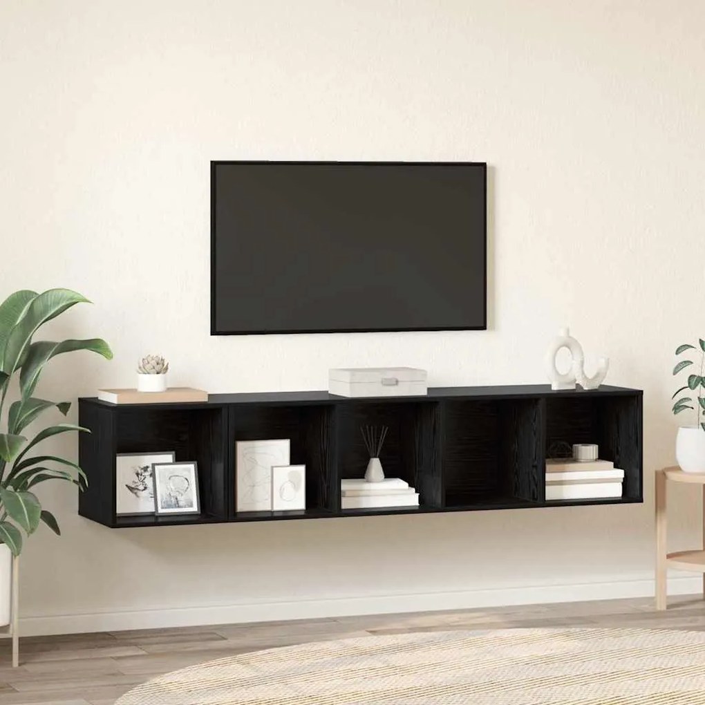 TV Szekrény Szett 2 pcs Musta tammi 37 x 37 x 142.5 cm Faanyag