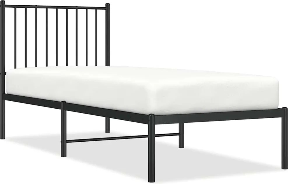 vidaXL fekete fém ágykeret fejtámlával 80 x 200 cm