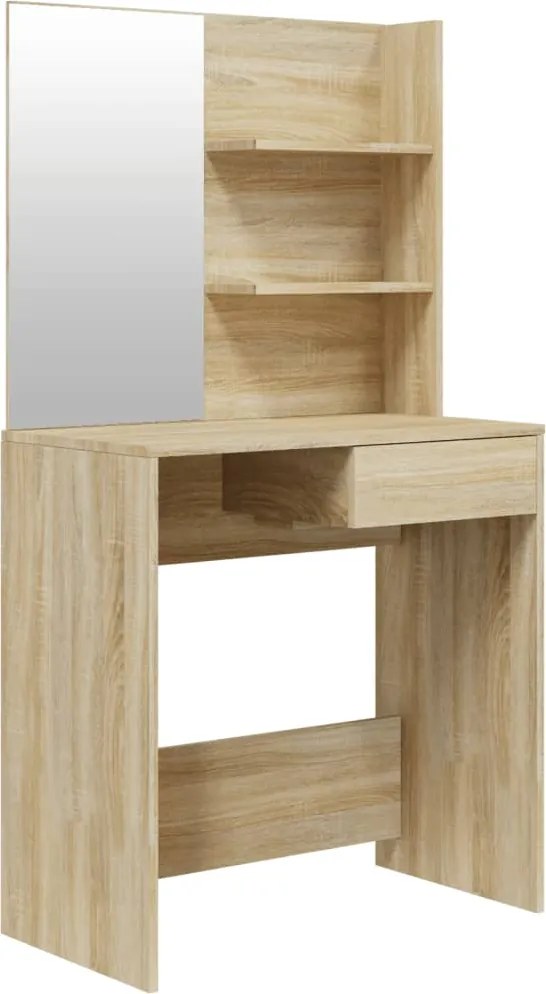 vidaXL sonoma tölgy színű fésülködőasztal tükörrel 74,5 x 40 x 141 cm