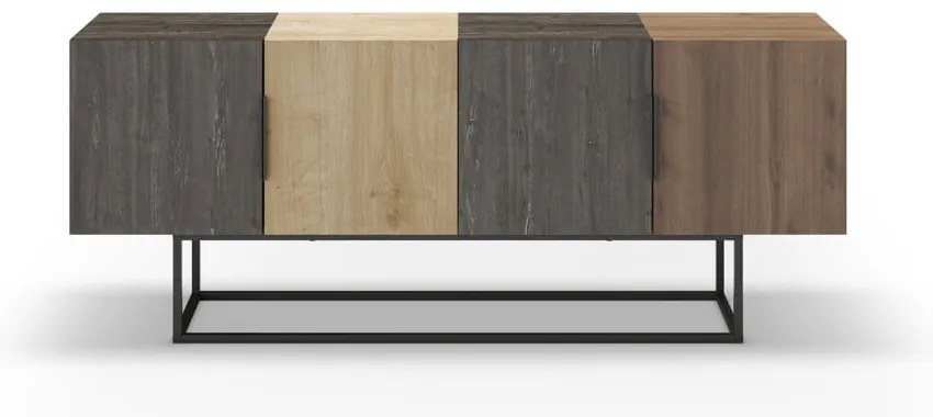 Barna-natúr színű TV-állvány tölgyfa dekorral 140x55 cm Titan – Marckeric