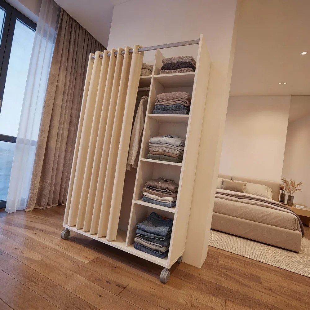 Fehér-bézs ruhásszekrény 100x160 cm Kit – Tvilum