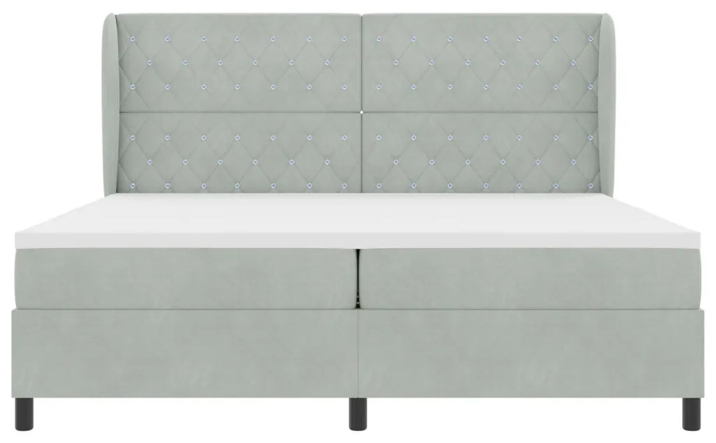 vidaXL Boxrugós ágy matracmal Világosszürke 200 x 200 cm Poliészter