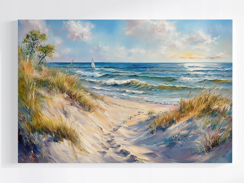 Poszter Tájkép Tengerpart Hullámok Vitorlás Szörf 60x40