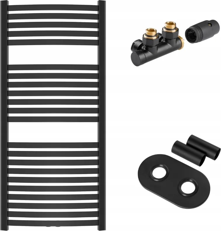 Fekete létra radiátor fürdőszobába, tartozékokkal