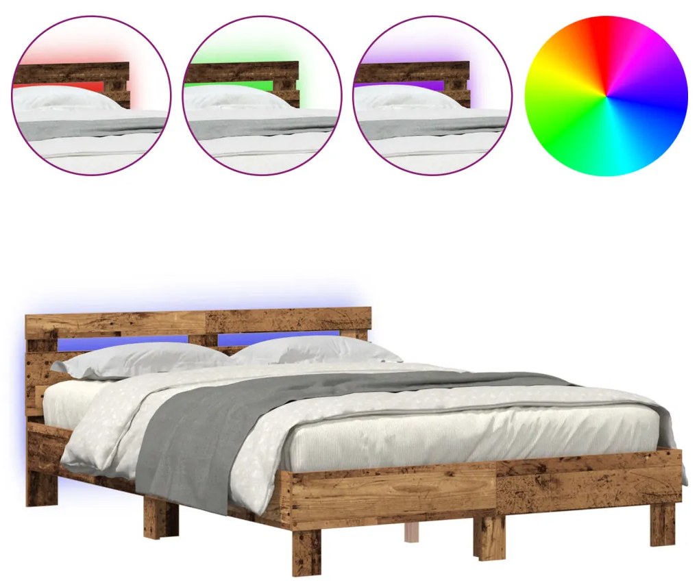 Fa Ágykeret Újrahasznosított Fa 150 x 200 cm Masszív és Stabil