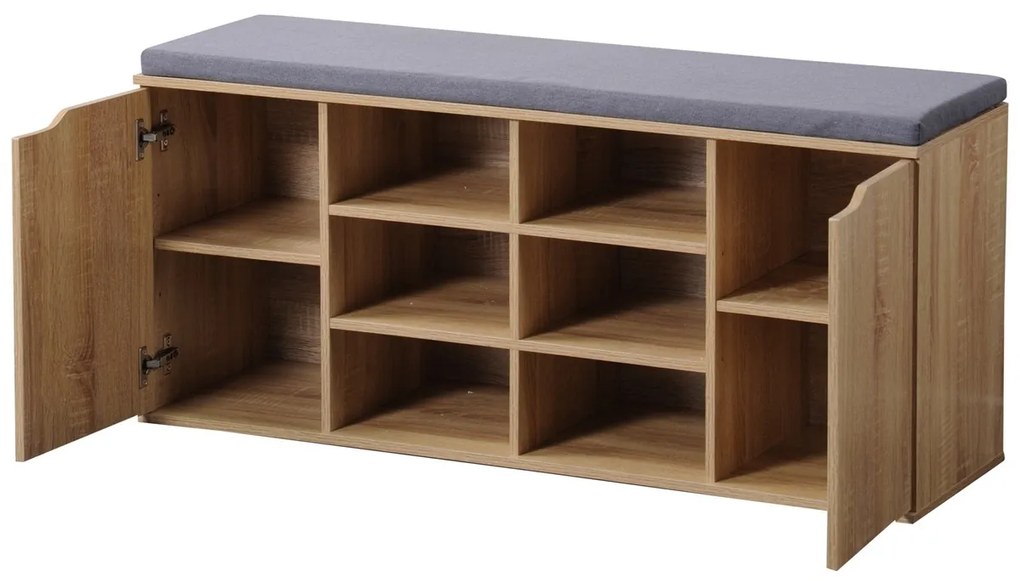 Kesper 15928 Cipőtartó állvány ülőfelülettel,tölgyfa dekor, 103 x 48 x 30,5 cm