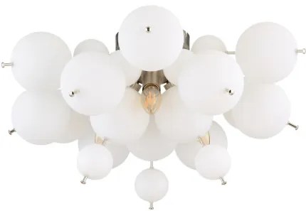 Globo 15633DO Mennyezeti lámpa fém nikkel matt, fehér színű üveggömbök, fekete PVC kábel, ø: 550mm, M: 280mm, üveggömbök átmérője: 15 x 6 cm, 15 x 10 cm, 3x E14 25W 230V izzók nélkül