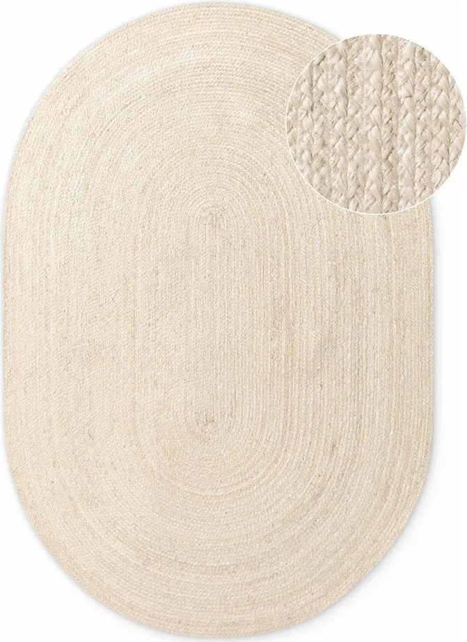 Világos natúr színű kétoldalas-kézi szövésű juta szőnyeg 160x230 cm Braided – Hanse Home