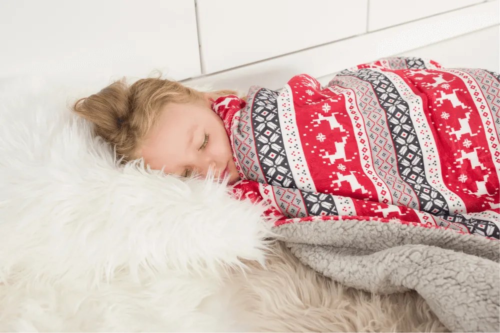 Kétoldalas bárány takaró, téli motívum, 150x200, RENIFE