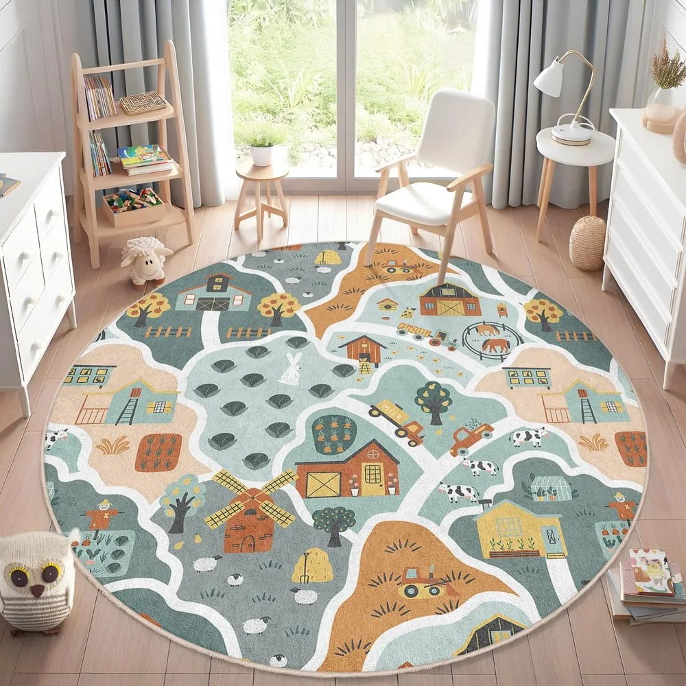 Mosható gyerek játszószőnyeg ø150 cm Farmer's Life – Mila Home