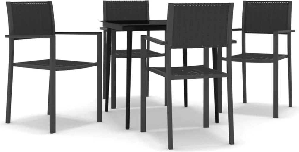 vidaXL 5 részes fekete kerti étkezőgarnitúra