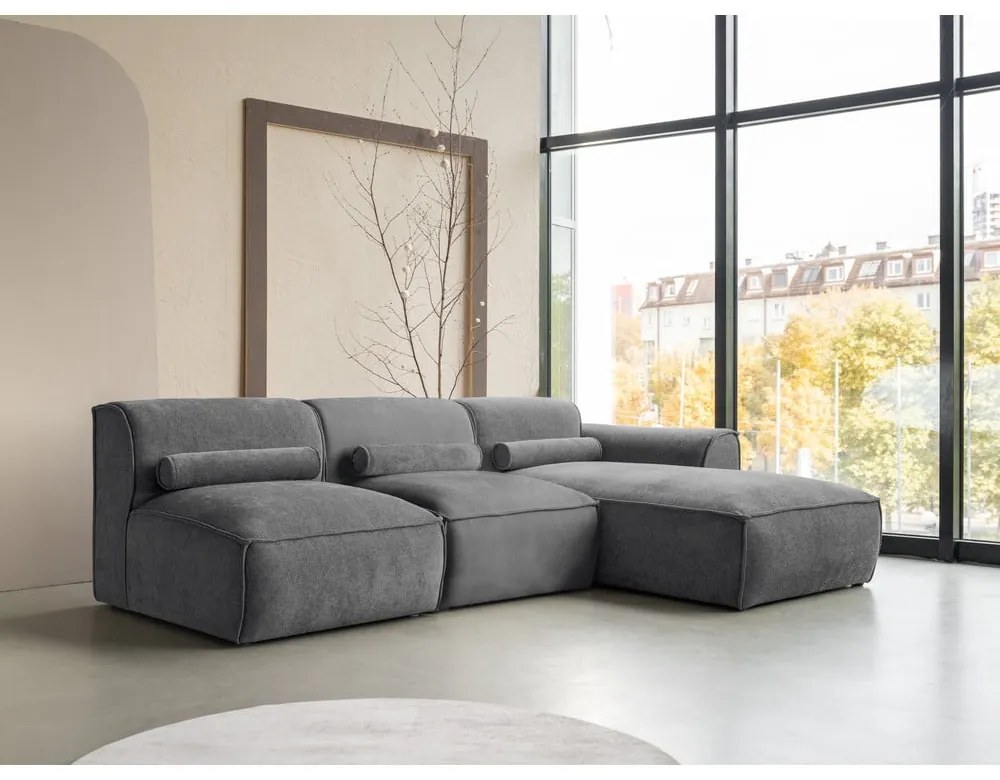 Szürke sarokkanapé (jobb oldali) Flex Felix – Miuform