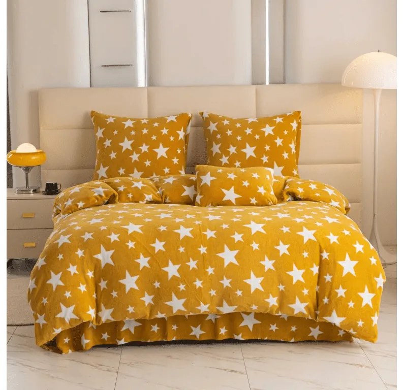 Mikroszálas ágynemű STARS sárga-narancssárga Ágyneműhuzat mérete: 2 db 70 x 90 cm | 200 x 220 cm