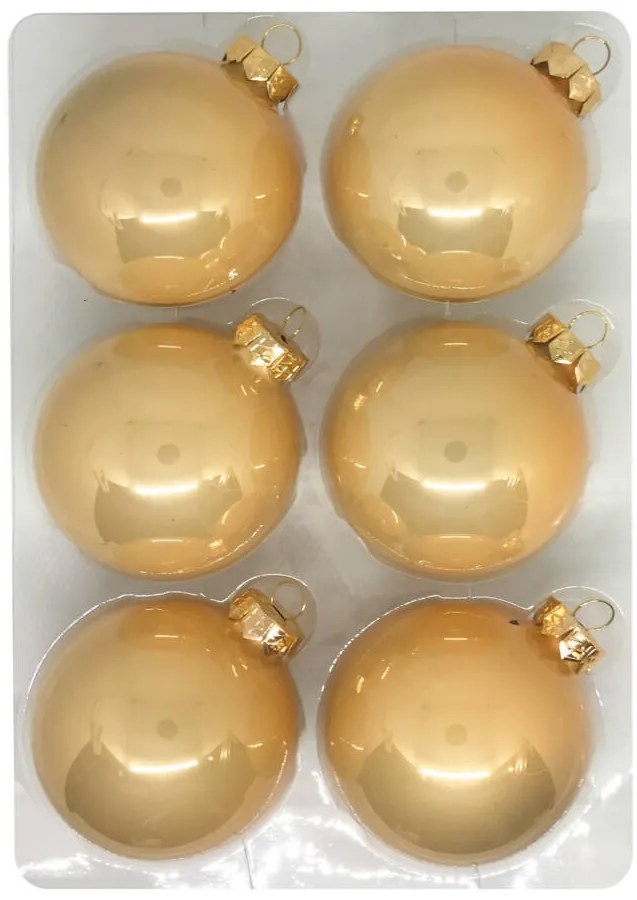 Champagne pezsgőszínű üveg karácsonyi gömb szett 6*8cm