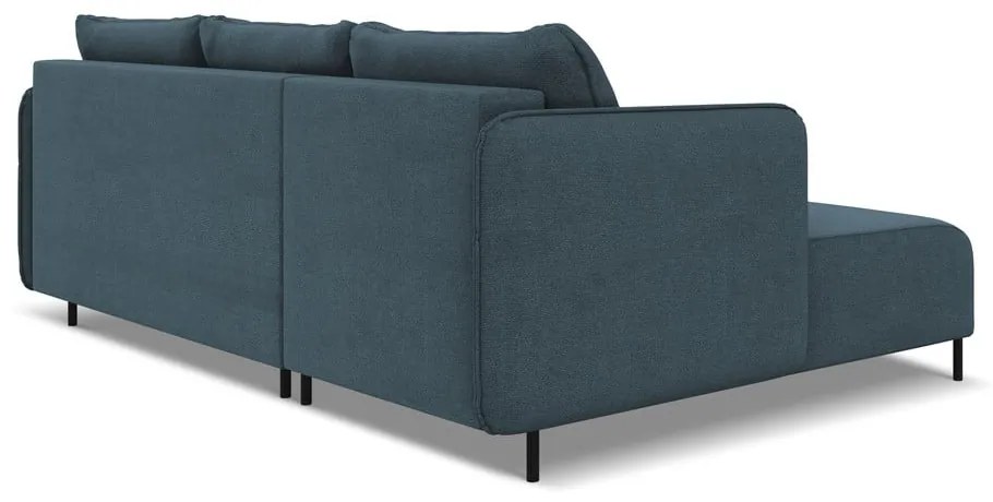 Kék kinyitható-tárolóhelyes sarokkanapé (bal oldali) Luana – Makamii