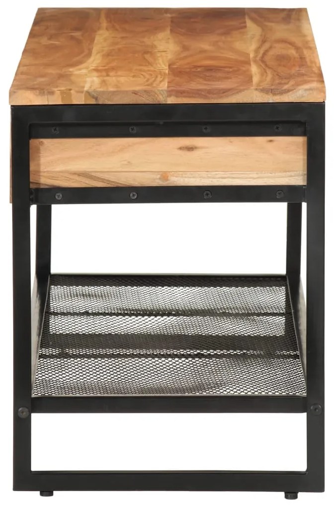 tömör akácfa és vas cipőpad 110 x 35 x 45 cm