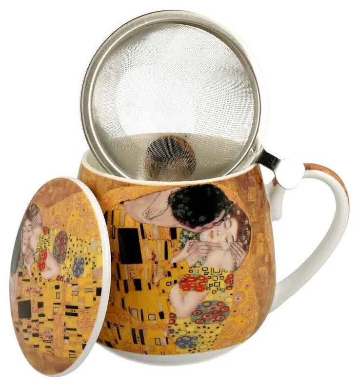 Klimt Porcelán teás szűrős bögre A csók 430 ml