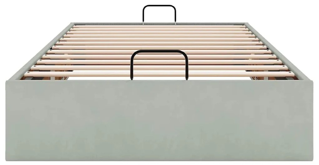 Ottomán ágykeret matrac nélkül Világosszürke 90x200 cm bársony