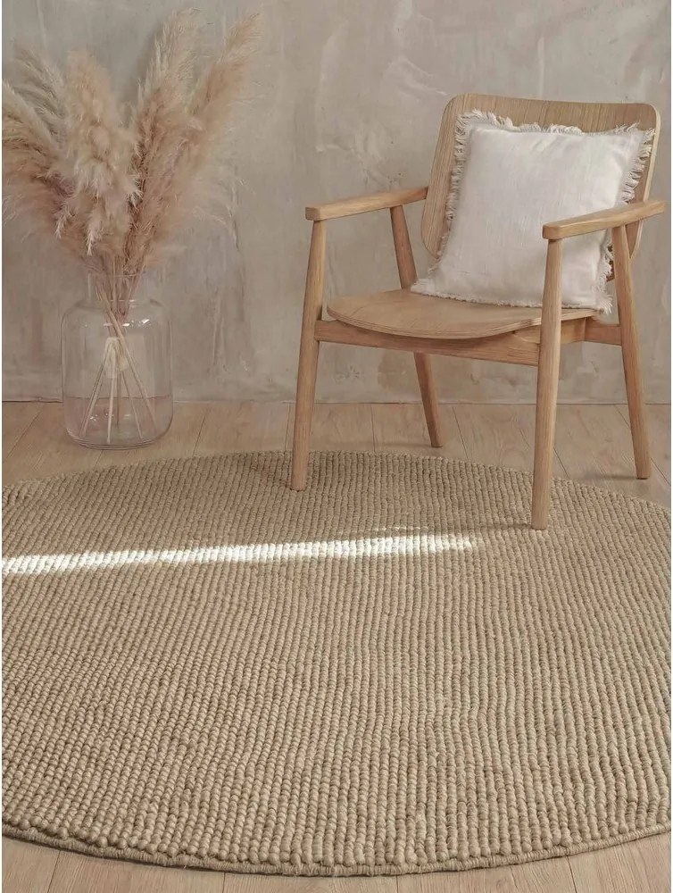 Natúr színű kézi szövésű gyapjú kerek szőnyeg ø 200 cm Richmond Diana – Ted Baker