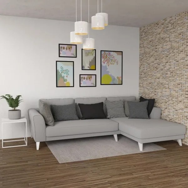 Csillár zsinóron LOFT SHADE 5xE27/60W/230V fehér/arany