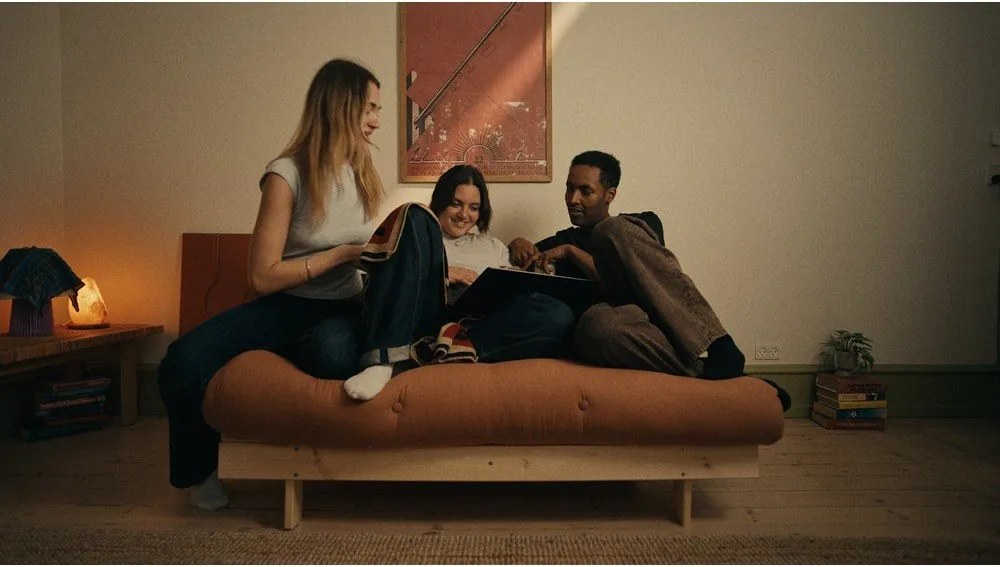 Szürkésbézs len kinyitható kanapé 140 cm Roots – Karup Design