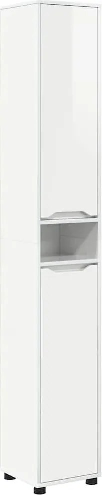 vidaXL Fürdőszoba Székény Magas Fényű Fehér 30,5 x 30 x 195 cm Faanyag