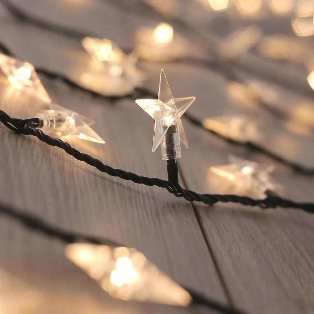 DecoKing Karácsonyi fényfüzér Csillagok melegfehér, 100 LED