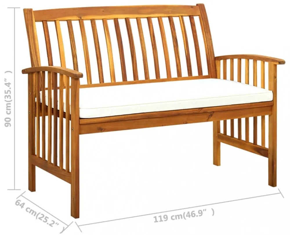 tömör akácfa kerti pad párnával 119 cm