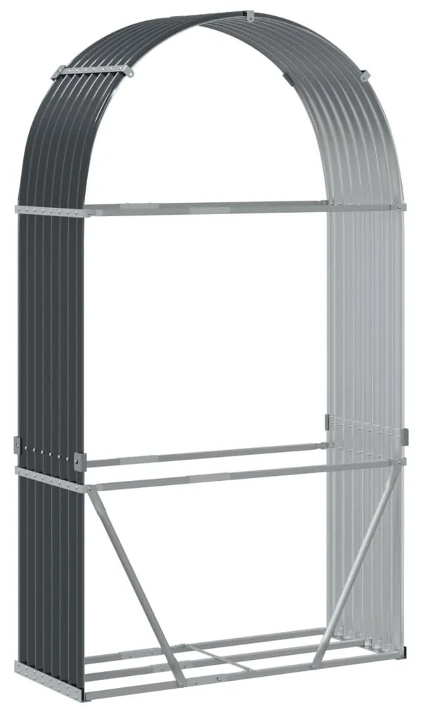 antracit színű horganyzott acél fatörzstartó 120 x 45 x 210 cm