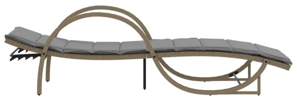 bézs polyrattan napozóágy párnával 60 x 199 x 42 cm