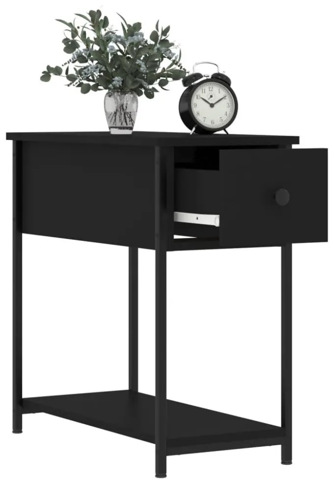 2 db fekete szerelt fa éjjeliszekrény 30x60x60 cm