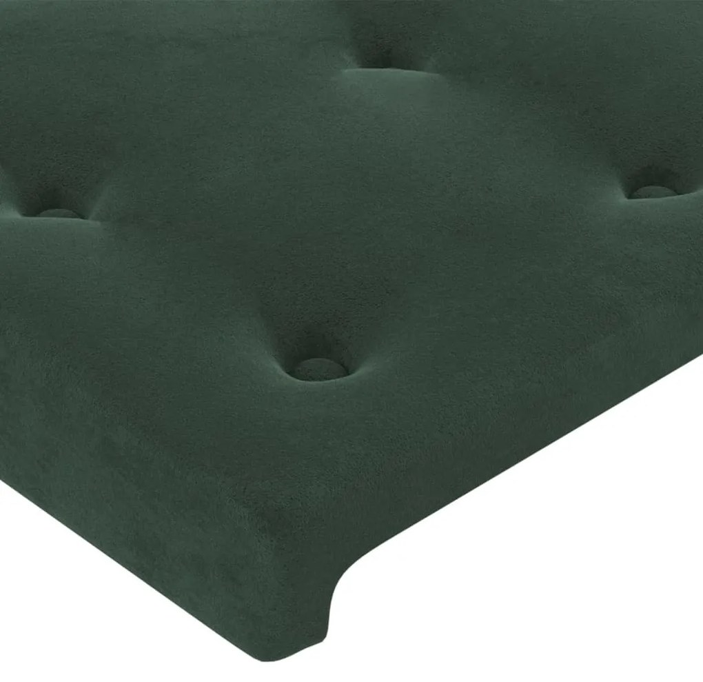sötétzöld bársony LED-es fejtámla 180x5x78/88 cm