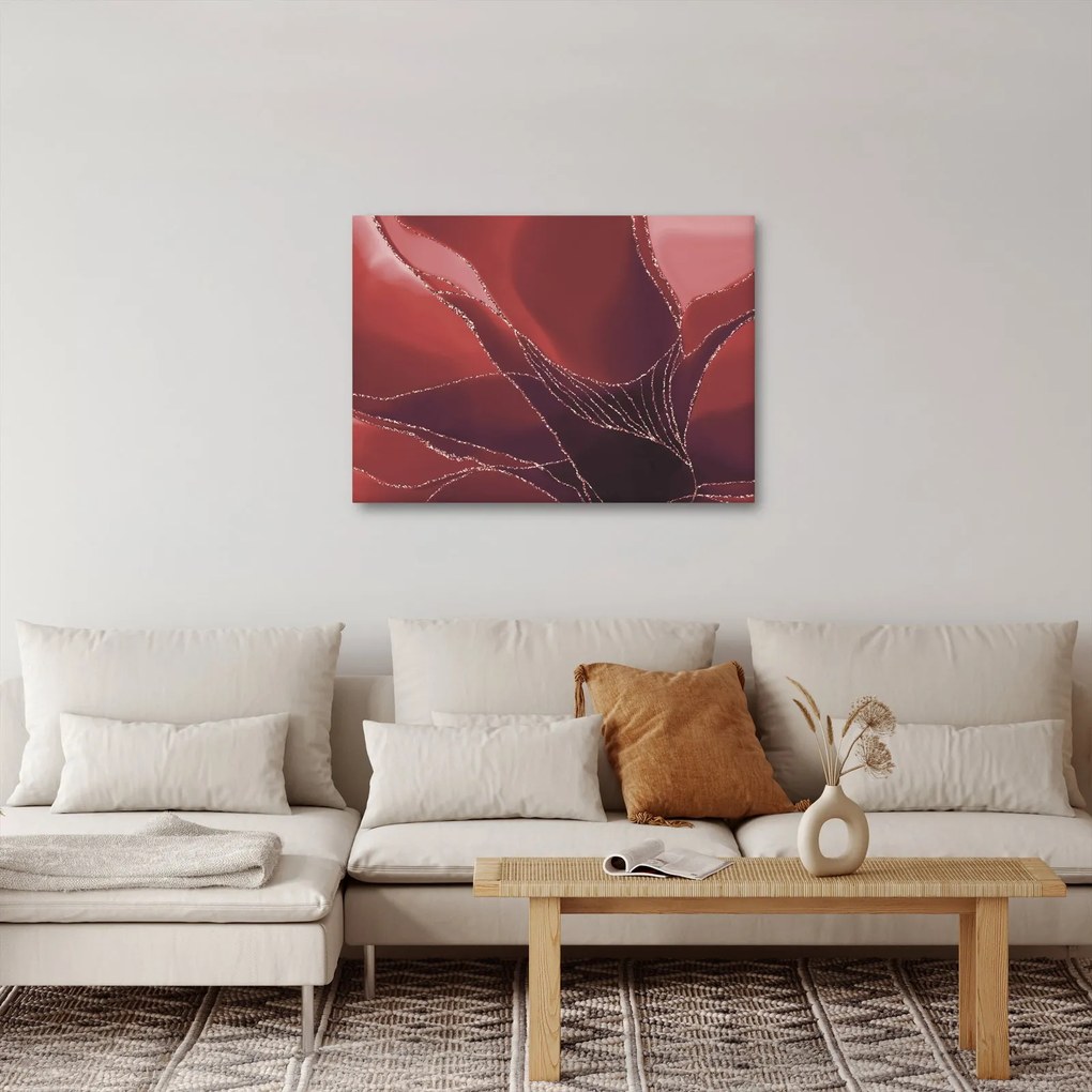 Kép - Piros absztrakt virág N⁰2 (70x50 cm)
