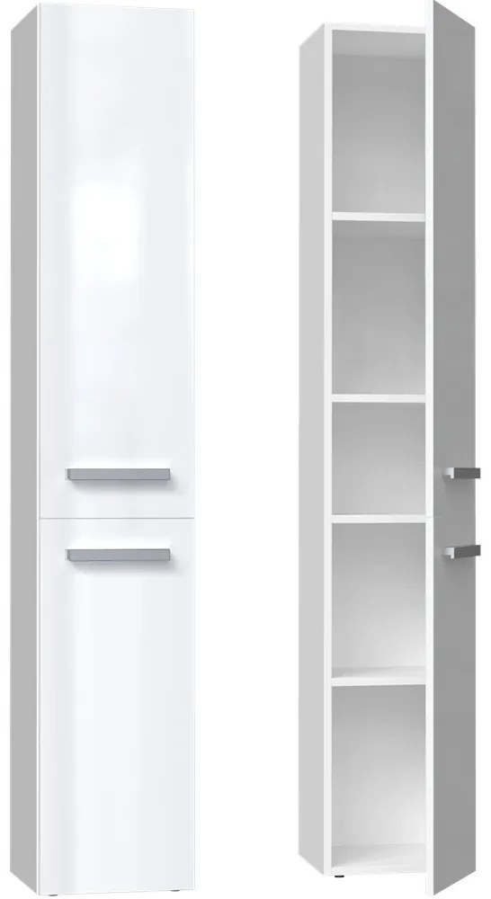 Aldabra Nel II fürdőszoba szekrény, 31x174x30 cm, fényes fehér