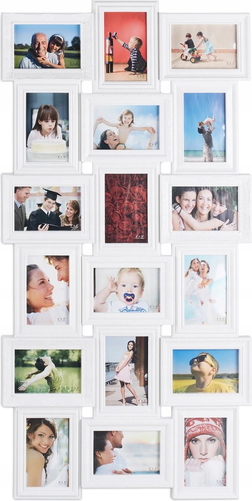 Relaxdays Képkeret Multikeret Fehér Dekoratív 18 Kép 10x15CM