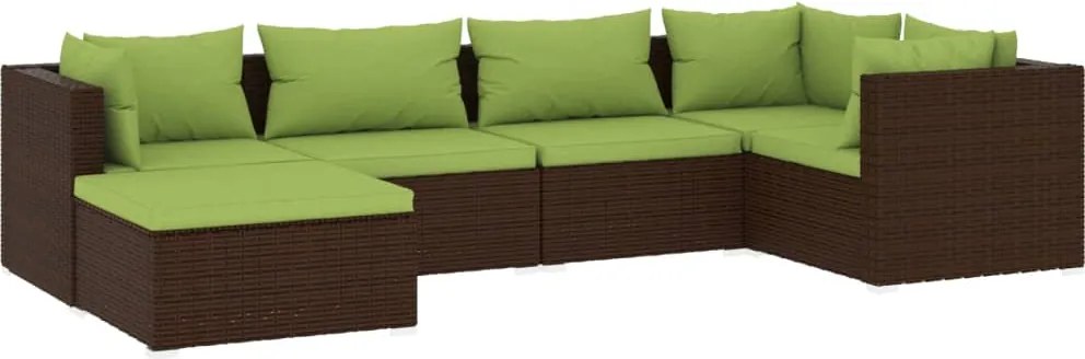 vidaXL 6 részes barna polyrattan kerti ülőgarnitúra párnákkal