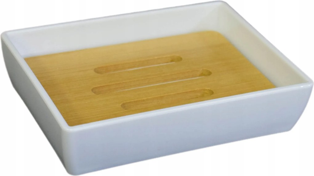 Fürdőszobai Szappantartó fehér Bambusz Szappantartó Állvány modern, strapabíró