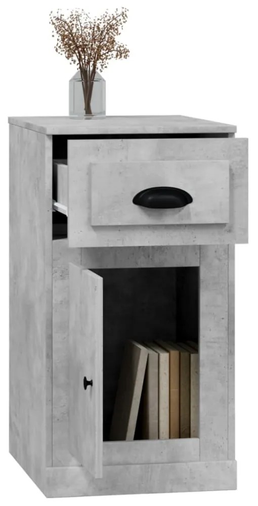 betonszürke szerelt fa kisszekrény fiókkal 40 x 50 x 75 cm