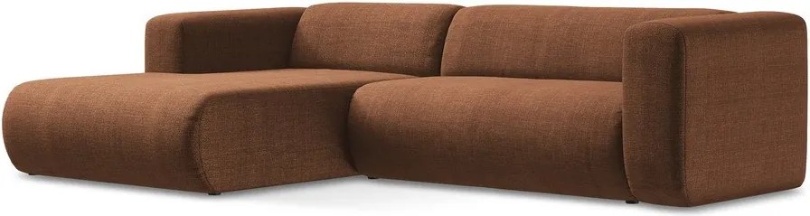 Terrakotta színű sarokkanapé (bal oldali-heverő résszel) Ekahi – Makamii