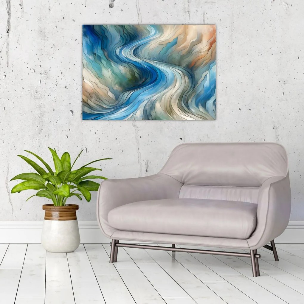 Üveg kép - Absztrakt áramlat (70x50 cm)