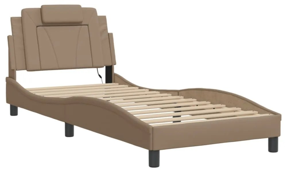 cappuccino színű ágykeret Viana LED-ekkel matrac nélkül 90x190 cm