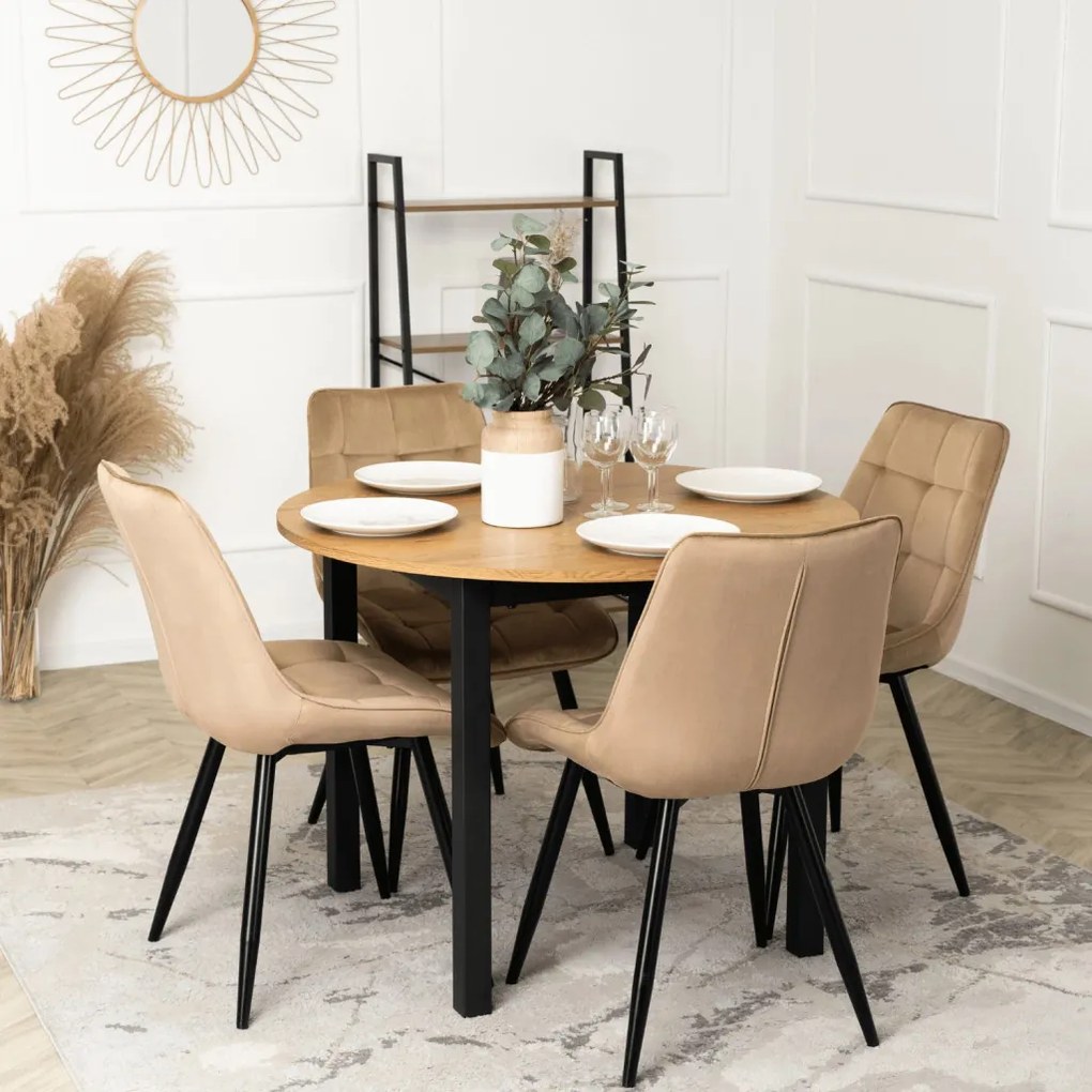 Szék bézs színben, bársony kárpittal RIO