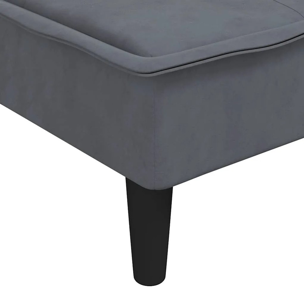 vidaXL sötétszürke L-alakú bársony kanapéágy 255x140x70 cm