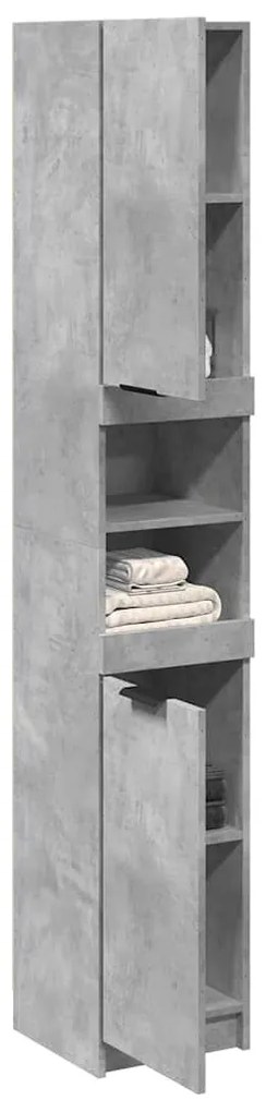 betonszürke szerelt fa fürdőszobaszekrény 32x34x188,5 cm