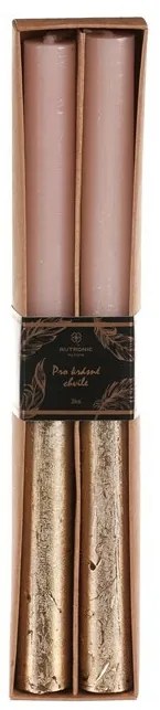 Kúpos gyertya szett, rózsaszín/arany, 2 db, parafín