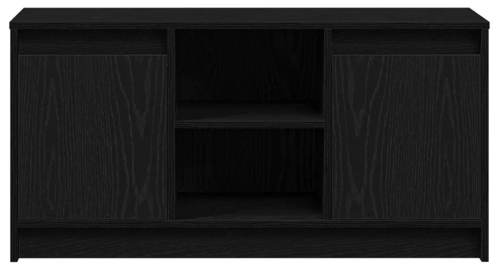 TV Szekrény LED Fénytartalmazó Fekete Rackkel, 100x34x50 cm, Műmászott Fából készült