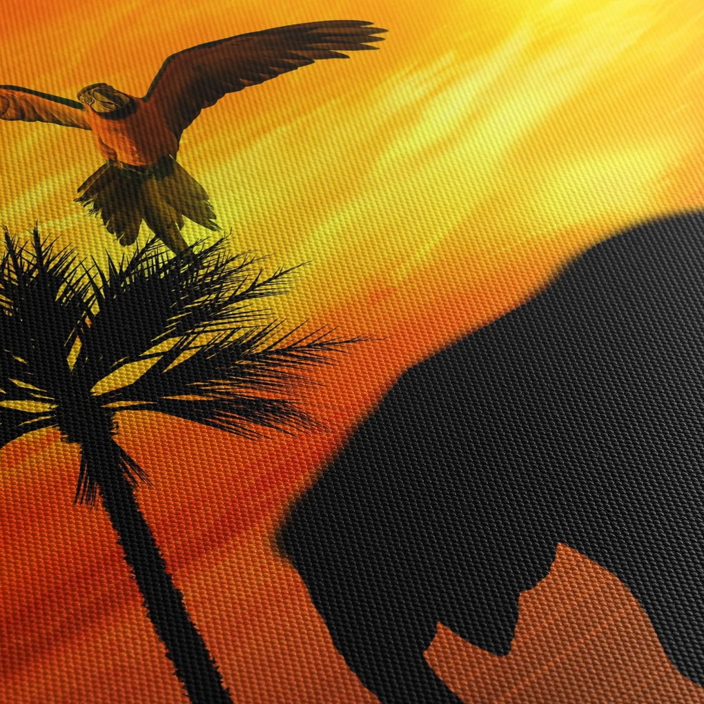 Kép - papagájok és elefántok (120x50 cm)
