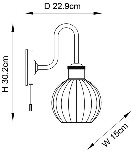 Endon 95507 - Fürdőszobai fali lámpa KENDALL 1xE27/10W/230V IP44 réz